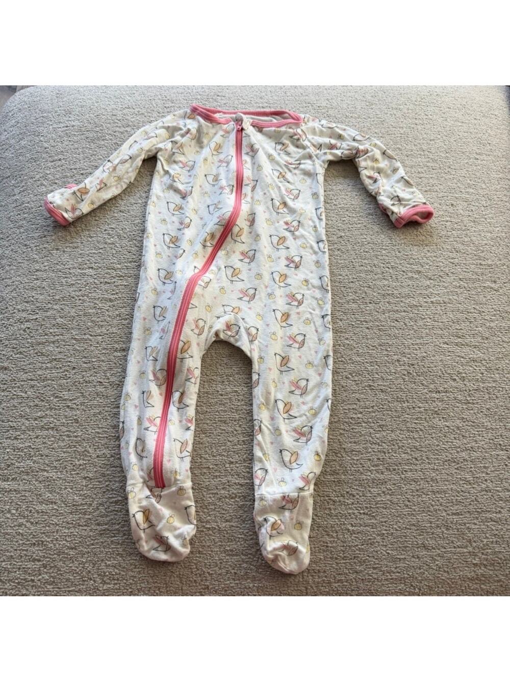 Bestaroo Baby Girl Bird Print One Piece Pajama 6-9M
